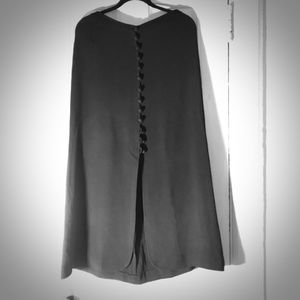 Vintage, black wool serge covered button skirt. Size XL